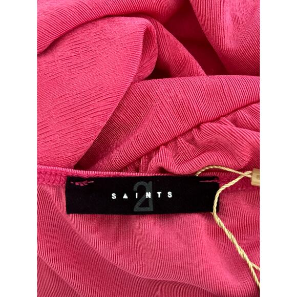 21 Saints Fuchsia Pink Wrap-Front Bodysuit – Spaghetti Strap One-Piece Size S - Picture 6 of 6